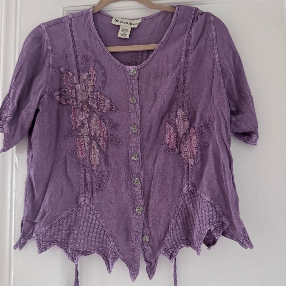 Seventh Avenue Embroidered Blouse Retro Y2K